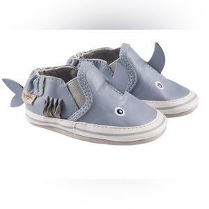 Robeez soft sole shoes (Sebastian shark blue) size 12-18 months
